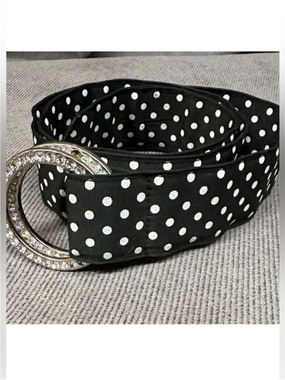 Vintage Polka dot belt black white size small women’s adjustable express